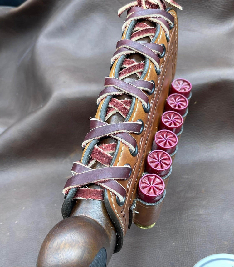 *Made to Order* Tooled Leather Butt-Cover w/12 Gauge Loops for Coach Gun Double Barrel