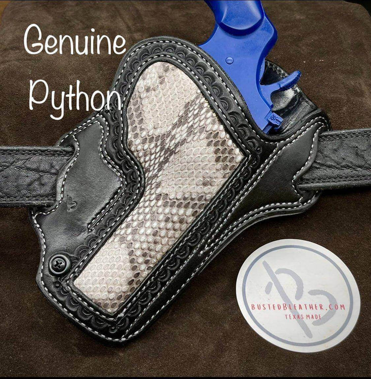 *Made to Order* LH/RH Texas Bodyguard Holster w/Genuine Snake Inlay