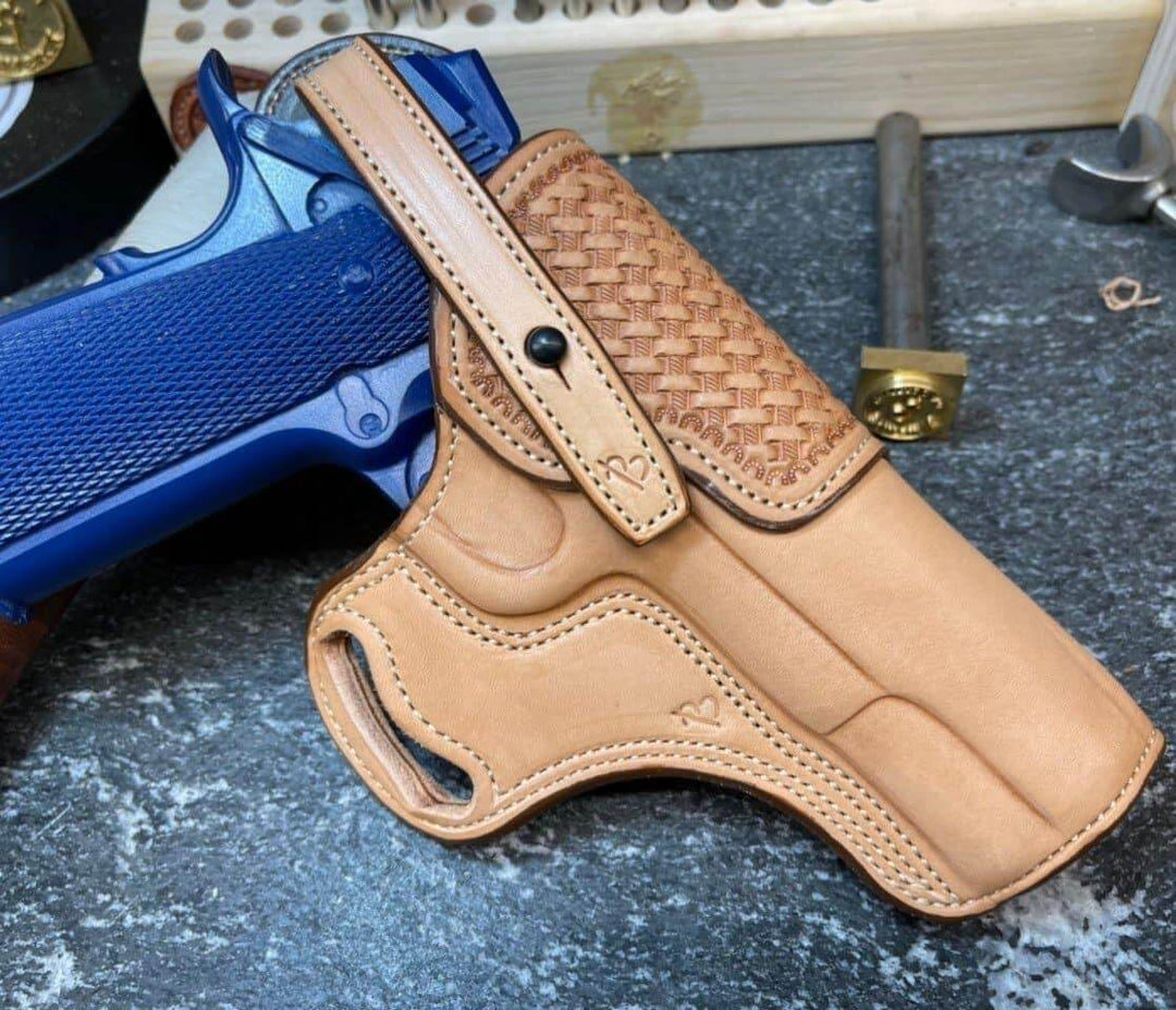 *Made to Order* Outlaw Cross Draw 1911 w/Basket-Weave Tooled Reinforcement
